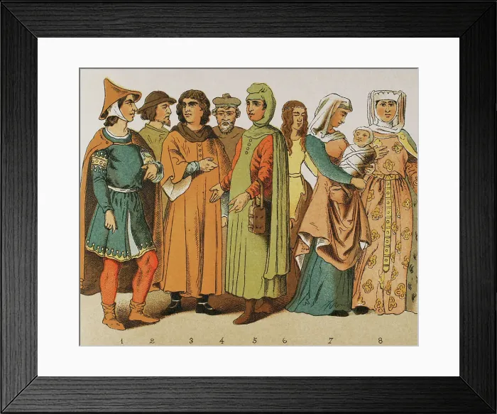 Framed Print : History of France. 1200. From left to right: ordinary Framed Print : History of France. 1200. From left to right: ordinary
