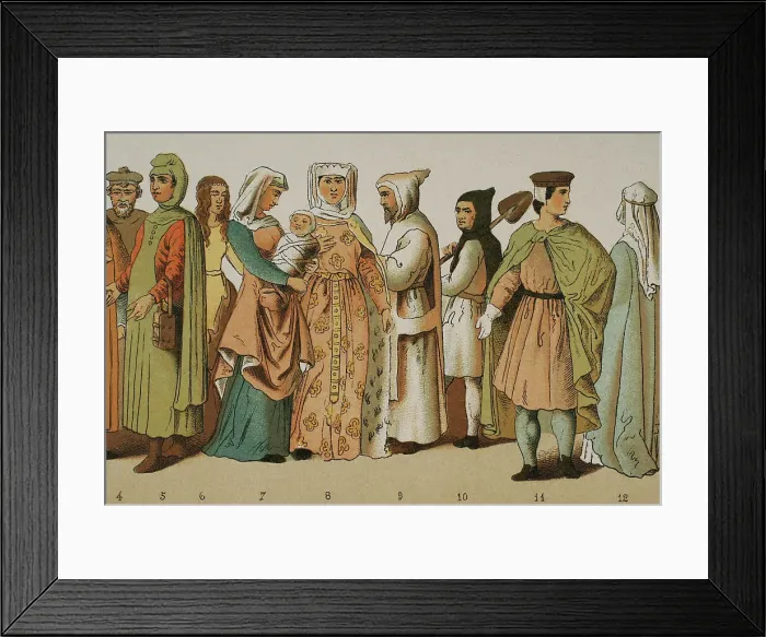 Framed Print : History of France. 1200. From left to right: ordinary Framed Print : History of France. 1200. From left to right: ordinary
