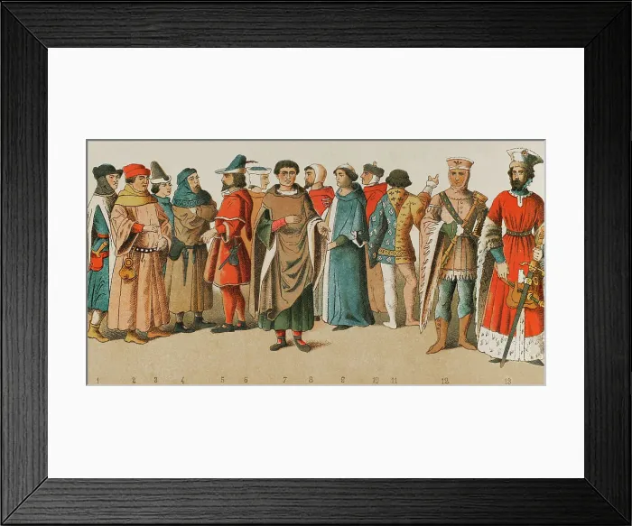 Framed Print : History of France. 1300. From left to right: citizens Framed Print : History of France. 1300. From left to right: citizens