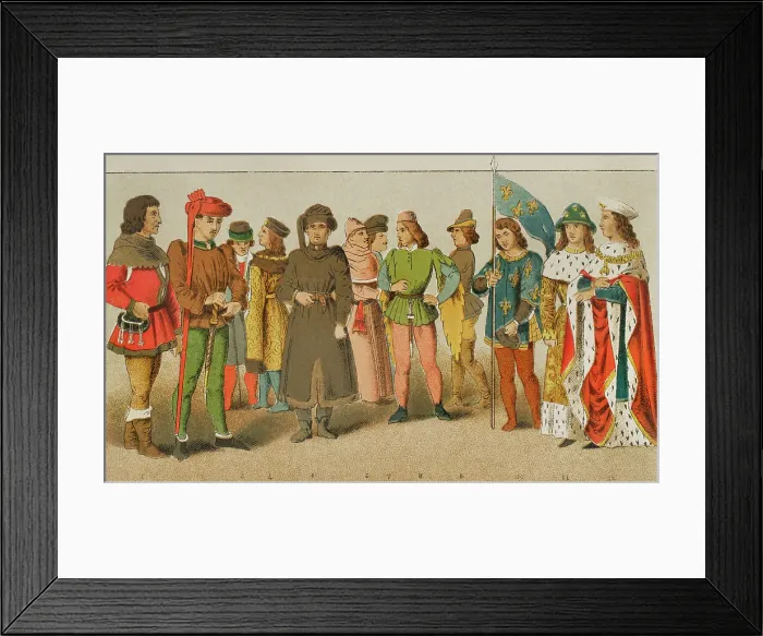 Framed Print : History of France. 1400. From left to right, 1 Framed Print : History of France. 1400. From left to right, 1