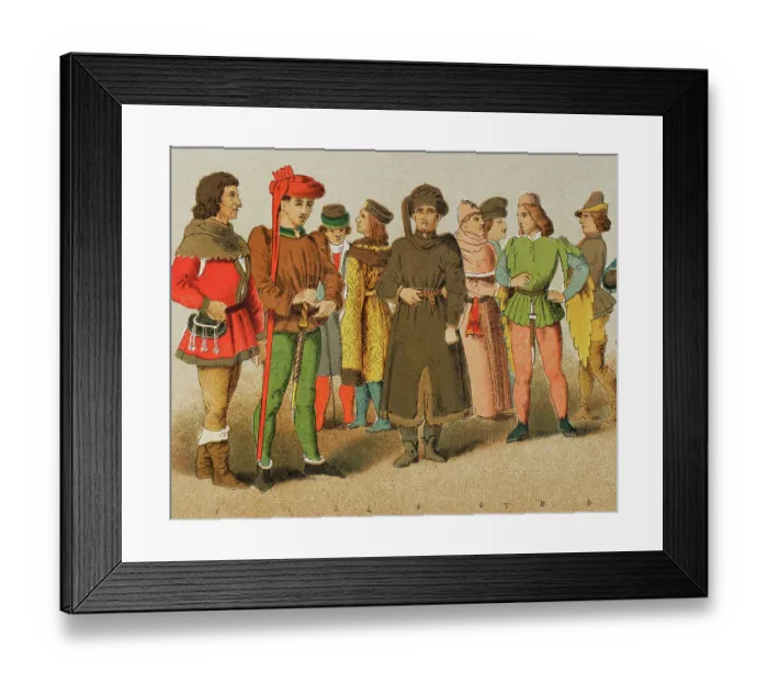 Framed Print : History of France. 1400. From left to right: citizen Framed Print : History of France. 1400. From left to right: citizen