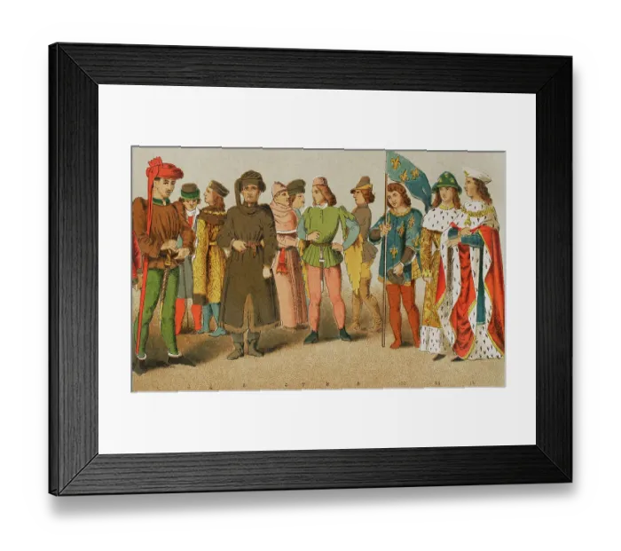 Framed Print : History of France. 1400. From left to right, 2 Framed Print : History of France. 1400. From left to right, 2