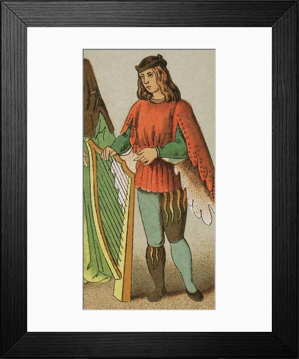 Framed Print : History of England. 1450-1500. Minstrel. Chromolithography Framed Print : History of England. 1450-1500. Minstrel. Chromolithography