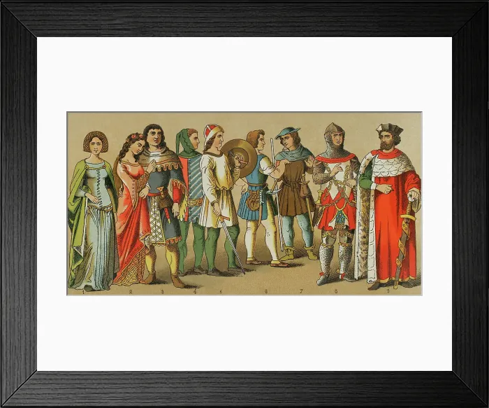 Framed Print : History of Germany. 1300-1350. From left to right Framed Print : History of Germany. 1300-1350. From left to right