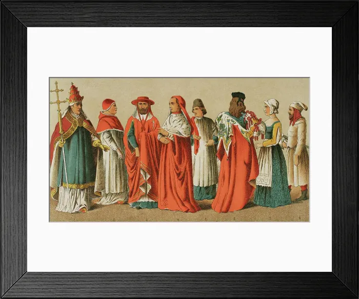 Framed Print : History of Italy. 1400. From left to right: Pope Framed Print : History of Italy. 1400. From left to right: Pope