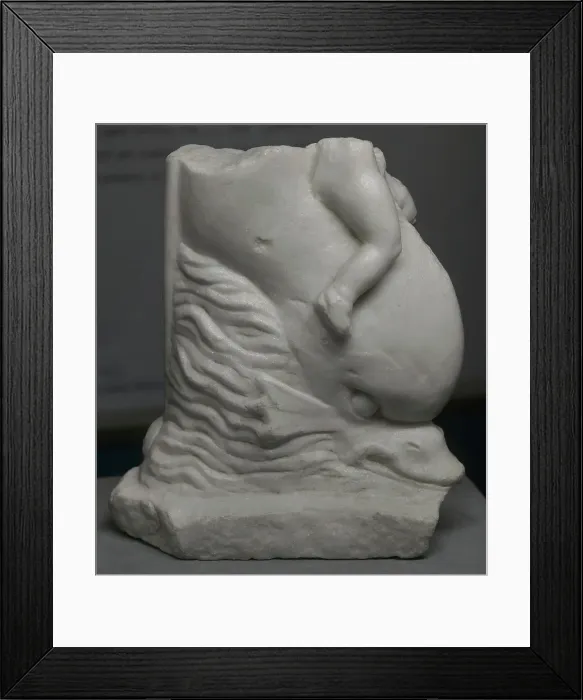 Framed Print : Fragment of a statuette depicting Eros riding Framed Print : Fragment of a statuette depicting Eros riding