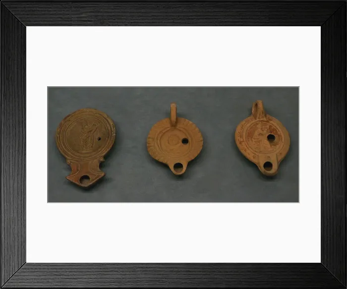 Framed Print : Roman clay oil lamps. Portugal Framed Print : Roman clay oil lamps. Portugal