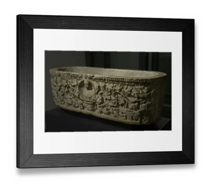 Framed Print : Sarcophagus of the Grape Harvest. White marble Framed Print : Sarcophagus of the Grape Harvest. White marble