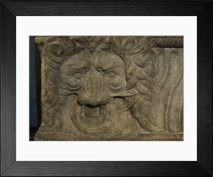 Framed Print : Sarcophagus of the Lions. Decorated with lion
