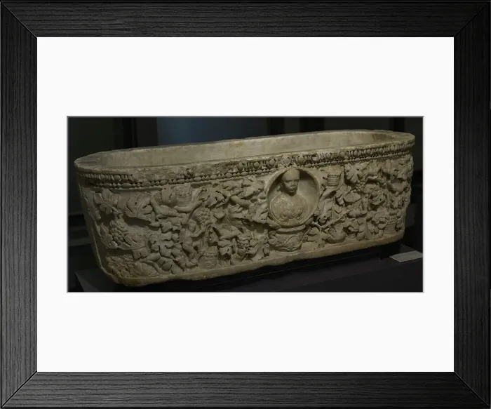 Framed Print : Sarcophagus of the Grape Harvest. White marble Framed Print : Sarcophagus of the Grape Harvest. White marble