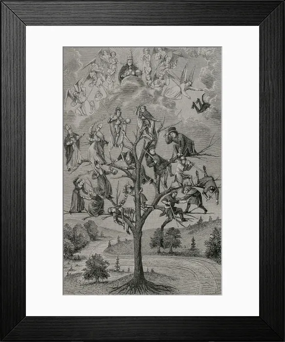Framed Print : The Tree of Battles. Allegorical engraving representing Framed Print : The Tree of Battles. Allegorical engraving representing