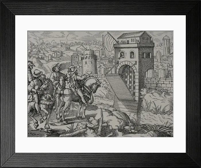 Framed Print : Siege of a town by a feudal army. Order to open Framed Print : Siege of a town by a feudal army. Order to open