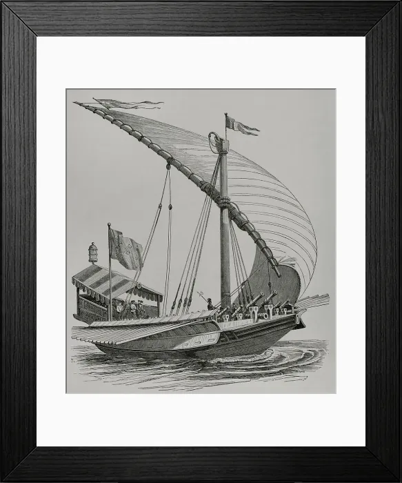 Framed Print : Pontifical galley equipped with large stays, sails Framed Print : Pontifical galley equipped with large stays, sails