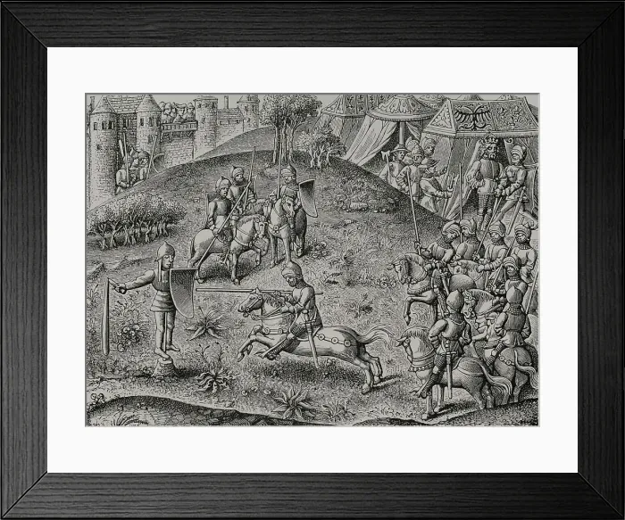 Framed Print : Exercise of the quintain. Medieval chivalry training Framed Print : Exercise of the quintain. Medieval chivalry training