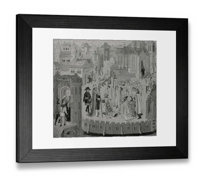 Framed Print : Solemn reception of a bishop. Arrival of Gaugericus Framed Print : Solemn reception of a bishop. Arrival of Gaugericus