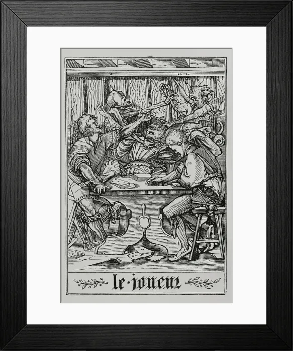 Framed Print : The Card Player. The Death and a demon attacking Framed Print : The Card Player. The Death and a demon attacking