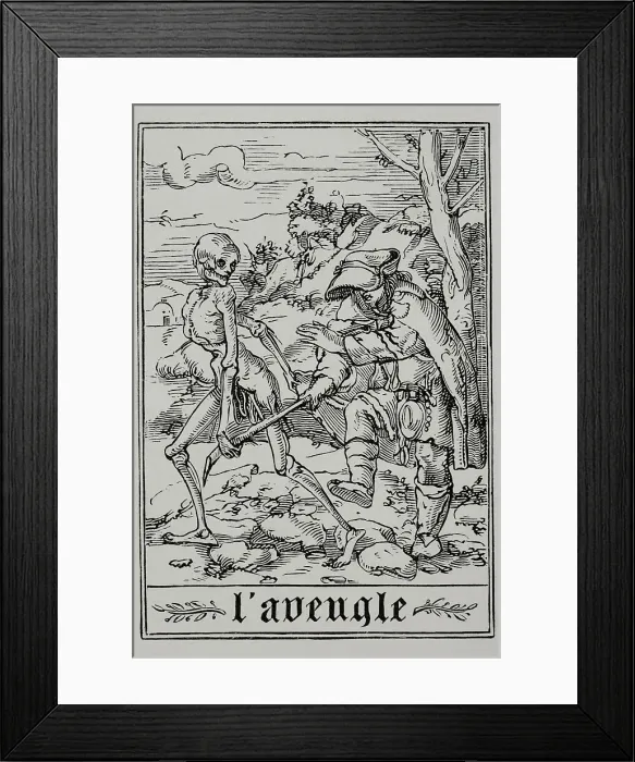 Framed Print : The Blind Man. The Death grabs the blind man's Framed Print : The Blind Man. The Death grabs the blind man's