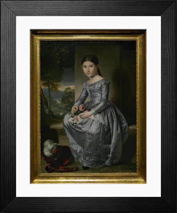 Framed Print : Young Girl seated in a Landscape, 1842, by Rafael Framed Print : Young Girl seated in a Landscape, 1842, by Rafael