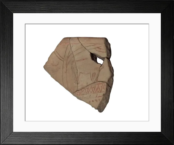 Framed Print : Neolithic Period. Malta. Incised sherd depicting Framed Print : Neolithic Period. Malta. Incised sherd depicting