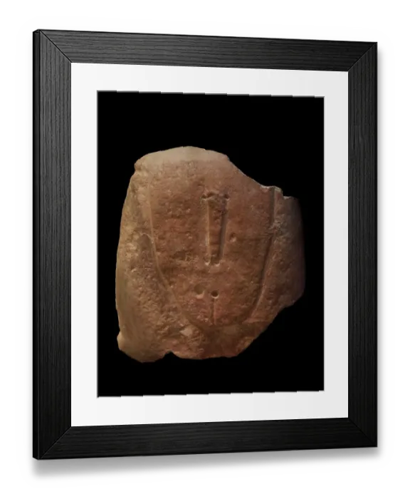 Framed Print : Upper part of a statue menhir made of globigerina Framed Print : Upper part of a statue menhir made of globigerina