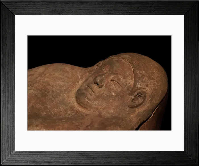Framed Print : Anthropomorphic terracotta sarcophagus. From Ghar Framed Print : Anthropomorphic terracotta sarcophagus. From Ghar