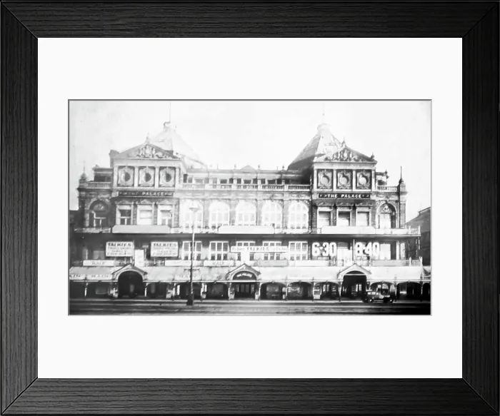 Framed Print : Blackpool Palace Cinema advertising the talkies Framed Print : Blackpool Palace Cinema advertising the talkies