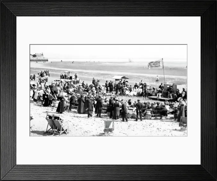 Framed Print : Pierrots on the beach in Morecambe Framed Print : Pierrots on the beach in Morecambe