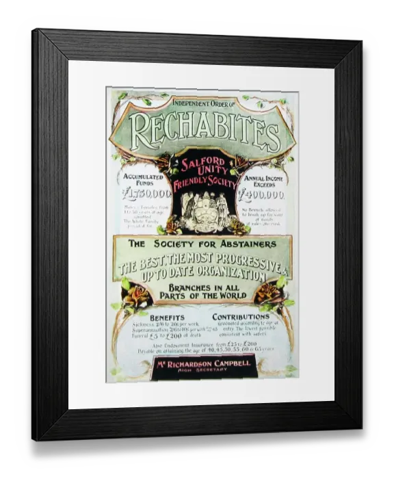 Framed Print : Salford Rechabites Friendly Society poster Framed Print : Salford Rechabites Friendly Society poster