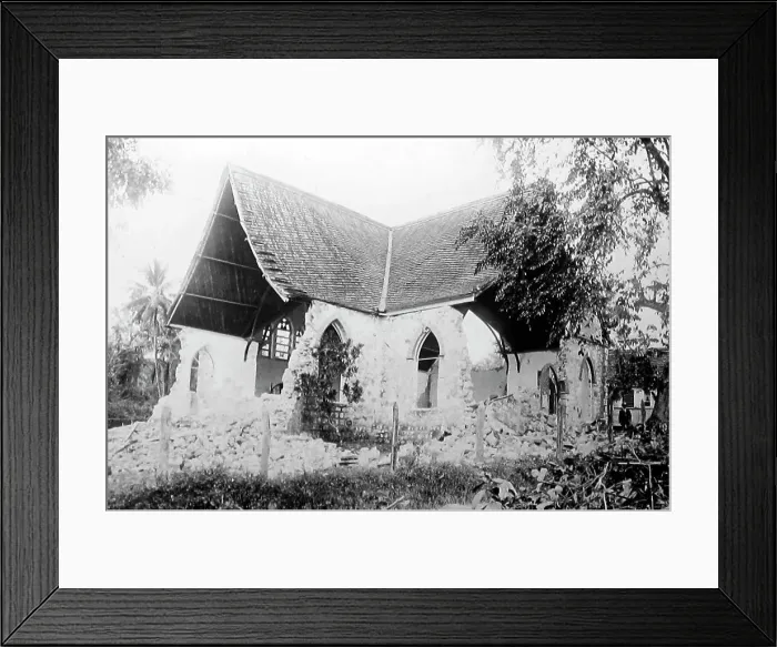 Framed Print : Wesleyan Church, Seaforth, Jamaica earthquake Framed Print : Wesleyan Church, Seaforth, Jamaica earthquake