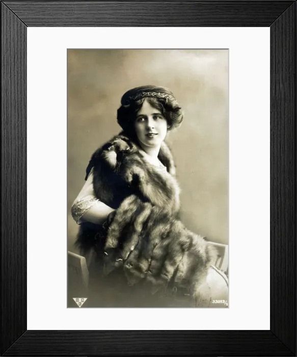 Framed Print : Young German beauty, with fox fur stole Framed Print : Young German beauty, with fox fur stole