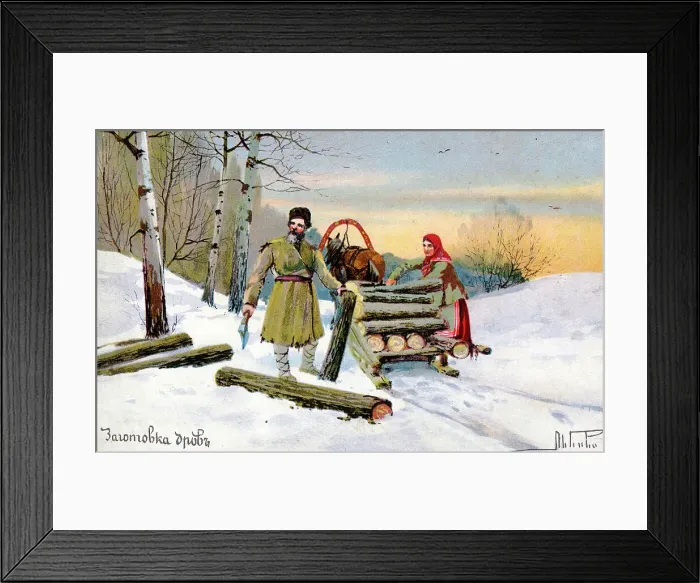 Framed Print : Gathering firewood - Russia Framed Print : Gathering firewood - Russia