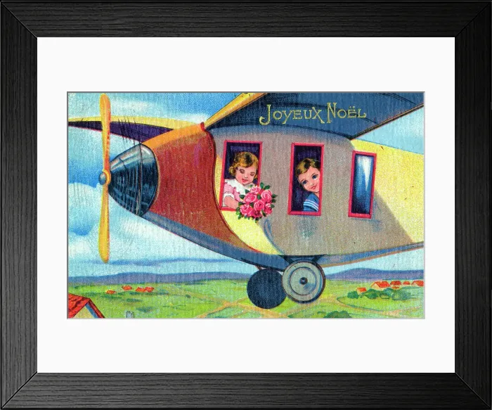 Framed Print : French Christmas Card - Aviation Framed Print : French Christmas Card - Aviation