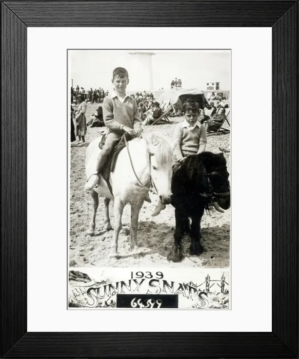 Framed Print : Riding ponies on the beach - English Summer Holiday Framed Print : Riding ponies on the beach - English Summer Holiday
