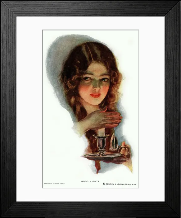 Framed Print : Pretty young lady about to blow out the evening candle Framed Print : Pretty young lady about to blow out the evening candle