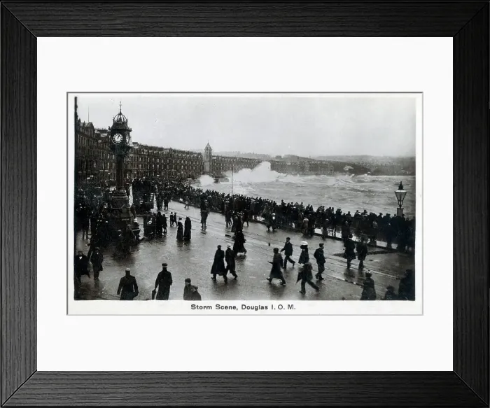 Framed Print : (insert). Douglas, Isle of Man - Promenade, Douglas during a storm Date: circa 1910s Framed Print : (insert). Douglas, Isle of Man - Promenade, Douglas during a storm Date: circa 1910s