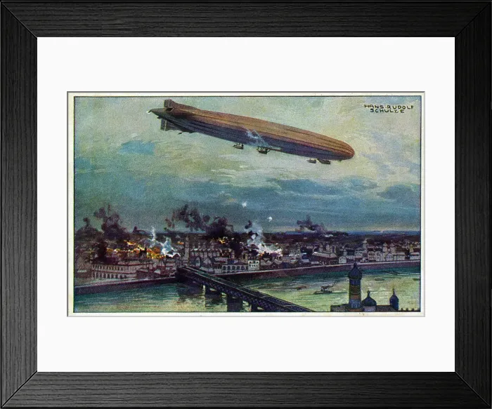 Framed Print : WW1 - German Schutte-Lanz Airship SL2 bombing Warsaw Framed Print : WW1 - German Schutte-Lanz Airship SL2 bombing Warsaw