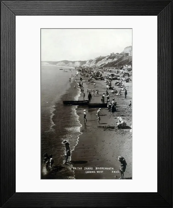 Framed Print : On the Sands - Bournemouth Beach, Dorset - view looking west Framed Print : On the Sands - Bournemouth Beach, Dorset - view looking west