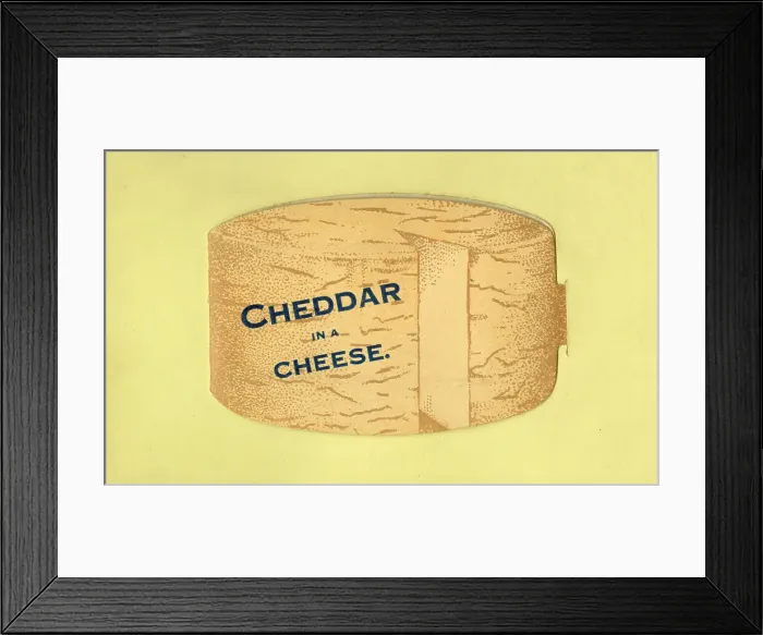 Framed Print : Pocket Novelty Card postcard - Cheddar in a cheese Framed Print : Pocket Novelty Card postcard - Cheddar in a cheese