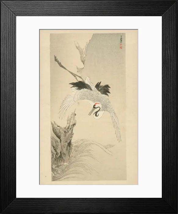 Framed Print : White Crane on the Waves by Ito Jakuchu Framed Print : White Crane on the Waves by Ito Jakuchu