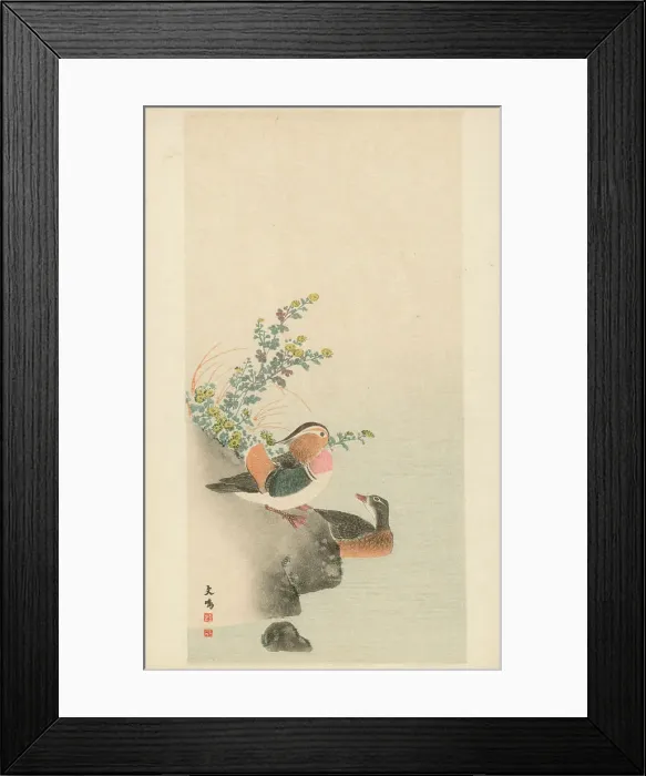 Framed Print : A pair of Mandarin Ducks by Oku Bunmei Framed Print : A pair of Mandarin Ducks by Oku Bunmei