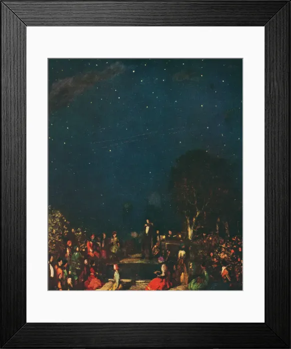 Framed Print : Nocturne. A painting depicting a night time scene in which an audience Framed Print : Nocturne. A painting depicting a night time scene in which an audience