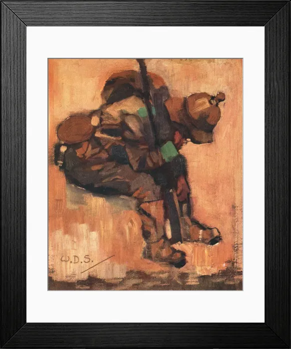 Framed Print : Beat!. A painting portraying an explorer sat with a defeated demeanour. Date: circa 1913 Framed Print : Beat!. A painting portraying an explorer sat with a defeated demeanour. Date: circa 1913