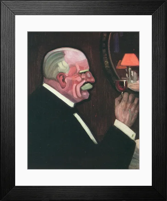 Framed Print : Port. A side profile portrait painting of an older gentleman enjoying a glass of port Framed Print : Port. A side profile portrait painting of an older gentleman enjoying a glass of port