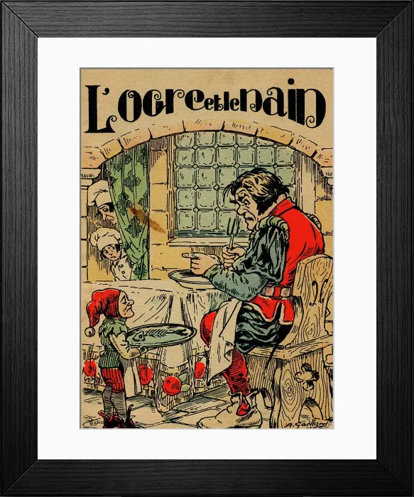 Framed Print : Book Jacket - Childrens Book - L'Ogre et le Nain Framed Print : Book Jacket - Childrens Book - L'Ogre et le Nain