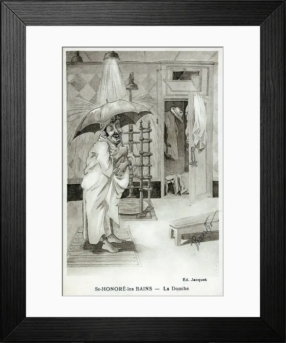 Framed Print : Taking a shower at the Spa at Saint-Honore-les-Bains Framed Print : Taking a shower at the Spa at Saint-Honore-les-Bains