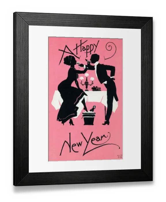 Framed Print : Happy New Year - Glamorous silhouette couple Framed Print : Happy New Year - Glamorous silhouette couple