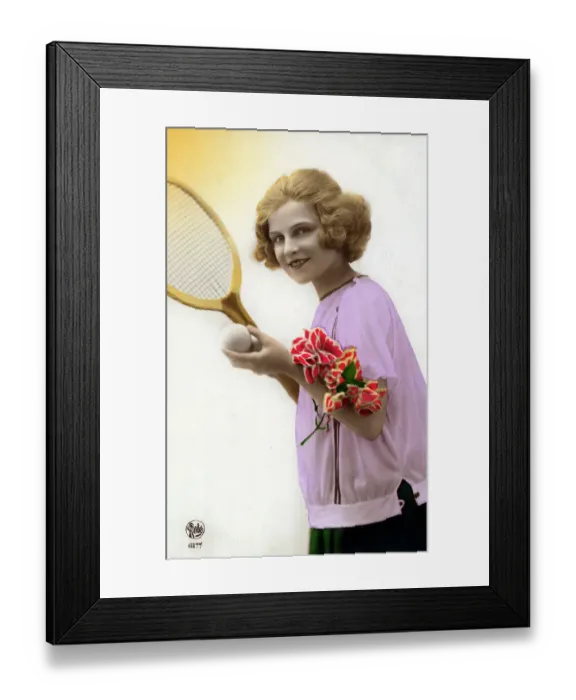 Framed Print : Stylish Tennis Player with bouquet of flowers Framed Print : Stylish Tennis Player with bouquet of flowers