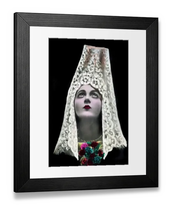 Framed Print : pretty young Spanish Woman in traditional costume Framed Print : pretty young Spanish Woman in traditional costume