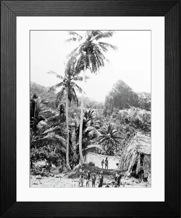 Framed Print : Fijian village, Fiji, Victorian period Framed Print : Fijian village, Fiji, Victorian period