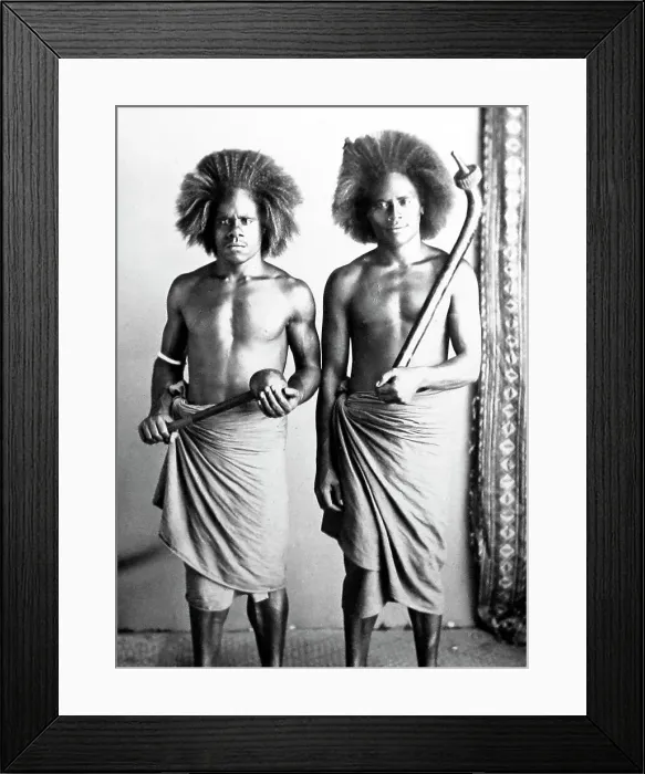 Framed Print : Fijian policemen, Fiji, Victorian period Framed Print : Fijian policemen, Fiji, Victorian period